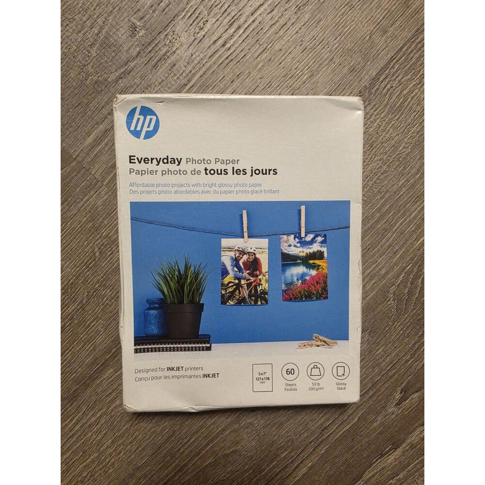 HP Glossy 5x7 Everyday Photo Paper - 60 Sheets New